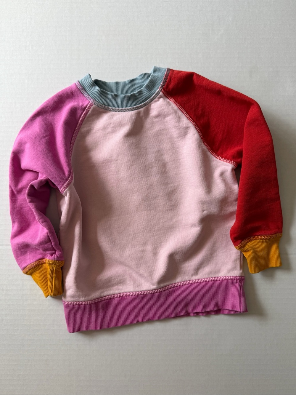 Hanna Andersson Girls 4 Colorblock Cotton Raglan Sweatshirt Pink Red